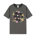 Dark gray Mother's Day t-shirt featuring floral Happy Mother's Day print and round neck - Dark Grey 318