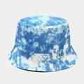 Blue and white cloud-effect tie-dye bucket hat with wide brim for outdoor sun protection - M (56-58cm) / Blue White Cloudy Tie-dye (40#)