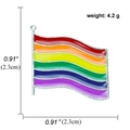 Rainbow wave enamel pin detail showing dimensions 0.91x0.91 inches and 4.2g weight - Wavy Rainbow Flag Style (A00330)