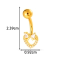 Golden belly button ring with heart bow and clear zircon, measuring 2.39cm by 0.92cm - Hollow Heart Bow - Gold (0198-6#金)