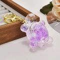 Creative purple liquid quicksand turtle keychain with glitter and golden ring - Luminous Purple