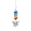 Rainbow crystal suncatcher with metal butterfly and transparent multifaceted crystal ball - Multicolor Beads Butterfly Style