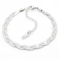 Chic silver braided snake chain bracelet with extension and lobster clasp - 3-Strand 20cm Steel Color Bracelet