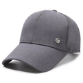 Dark grey baseball cap with breathable mesh back and metal SP logo for men - Adjustable / Gray