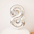 Silver number 8 foil balloon with metallic finish for birthday party decorations - Number 8 / 16" / Silver