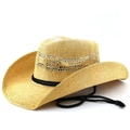 Handgewebter Stroh-Cowboyhut mit Farbverlauf und hohlem Belüftungsmuster - M (56-58cm) / Hellgelber Hohler Stil (05)