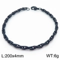 Men's black titanium steel bracelet with 4mm woven chain link and lobster clasp - 4mm Black Tone (Rope Chain) / 20cm