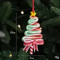 Christmas tree shaped candy ornament in red green and white clay with star and bow detail - Style H-Red Green White Candy Texture Christmas Tree
