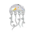 Exquisite 925 sterling silver jellyfish charm with iridescent stone and zircon accents - BSC915-Dreamy Jellyfish