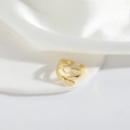 Exotic geometric open ring featuring a layered belt buckle design in gold finish - Buckle Style / Gold