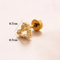 Goldener Herzohrstecker mit Zirkonia-Mikropavé und 16G Stab aus rostfreiem Edelstahl - Herz / Gold 2#