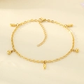 18K gold plated anklet with peanut and bead charms on a sleek metallic chain - Simple Peanut Round Ball Charm Style(KJ4346-Z)