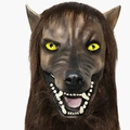 Realistic brown werewolf mask with sharp fangs and yellow eyes for Halloween parties - Simulated Black Wolf (LED)