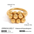 Chunky gold multi-bead cluster ring in waterproof stainless steel with size measurements - Small Cluster / Gold