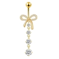 Piercing de nombril doré papillon avec cascade de zircons ronds étincelants - Style Nœud Papillon Doré (5837885152572) / Nœud Doré