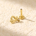 Gold S925 sterling silver Libra zodiac stud earring with clear zircon crystal - Gold (Libra)