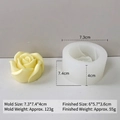 Detailed view of rose flower silicone mold with dimensions 7.3x7.4x4cm and resin sample - Rose Style (H-0694)
