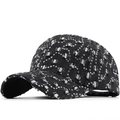 Casquette de baseball en jean noir usé avec motif coeur en paillettes argentées - Réglable / Noir