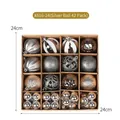 Set of 42 silver and brown Christmas ball ornaments in a square 24x24cm storage box - 42 Pieces/Pack / Silver