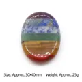 7 Chakra oval palm stone made of layered natural crystals for meditation and healing - Double Flat Thumb Stone