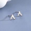 Minimalist V-shaped S925 sterling silver stud earrings with polished finish - V-shape / White Gold