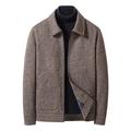 Chaqueta de mezcla de lana marrón para hombre con cuello de solapa en blanco - M / café