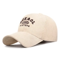 Casquette en velours côtelé beige avec broderie vintage et doublure thermique - Réglable / Beige Clair