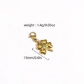 Detail of 15mm gold clover pendant with green crystal showing dimensions and 1.4g weight - Clover Shape (Style 23)
