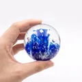 Handheld crystal glass ball with blue dolphin design and ocean bubbles decor - Luminous Ball - Deep Blue