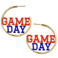 Χρυσοί κρίκοι με σμάλτο GAME σε κόκκινο και DAY σε μπλε για αθλητικό στυλ αγώνων - Κόκκινο/Μπλε