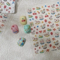 Detailed 3D relief nail stickers featuring pastel carousels, fireworks and bows - Cartoon Rocking Horse Style (FEB-945)