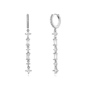 Eleganti orecchini a frangia in argento S925 con zirconi scintillanti e pendenti geometrici - Zircone Bianco (Tono Argento)