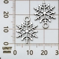 Silver snowflake alloy pendant for DIY jewelry with ruler showing 18mm size - 19x15mm Snowflake-19052