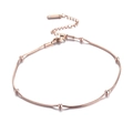 Elegant rose gold titanium steel bead anklet with snake chain and adjustable lobster clasp - Rose Gold (s626 Bead Bracelet)