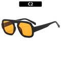 Retro square oversized sunglasses with chunky black frames and bright orange lenses C2 - Black Frame Orange Lens