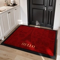 Rote rechteckige rutschfeste Gummimatte im Paris-Design mit Eiffelturm und Hello-Schrift - 60*90cm [Exquisite Stickerei] / Romantisches Paris