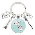Dentist themed keychain with toothbrush, toothpaste and cartoon tooth glass pendant - Dentist Selfie (25)
