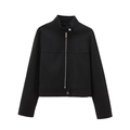 Chaqueta bomber corta para mujer en color negro con cuello alto y cremallera metálica - XS / Negro