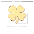 Detailed view of gold clover pendant parameters with 16mm x 13mm size and 1g weight info - VG111 / Gold Hollow Clover