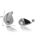 Polished silver stainless steel water drop C-shaped earrings with 2.5cm height dimension - ER-1204/Teardrop/Silver