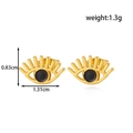 Golden evil eye stud earrings in bohemian style with black center stone and dimensions - ER-1676 (Gold/Evil Eye)