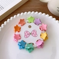 Set di 10 mollette per capelli a forma di stella in colori caramella per bambine su scheda - 10 Pz Stella