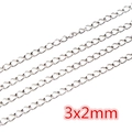 Silberne Edelstahlkette DIY Schmuckzubehör in der 3x2mm Spezifikation für Halsketten - CH-01 (3x2mm) / Stahlfarbe