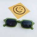 Retro square green translucent sunglasses with gold rivets and dark grey lenses - Transparent Green