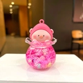 Detail of pink pig character in liquid drifting bottle with sparkling snowflakes - Without Buckle Style / Rose Red
