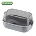 Minimalist Gray turtle tank enclosure with a transparent lid and basking platform - Pet Box / Simple Grey