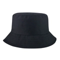Detailed close-up showing the smooth black cotton fabric and texture of the bucket hat - Black