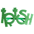 St. Patrick's Day green sequined Irish letter glasses with shamrock festive design - Irish Letters