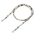 Close-up of colorful beaded lanyard with silver lobster clasps for glasses or masks - Black White Gold Classic