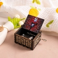 Hand-cranked wooden music box with Jack Skellington illustration and vintage engraving - Halloween H